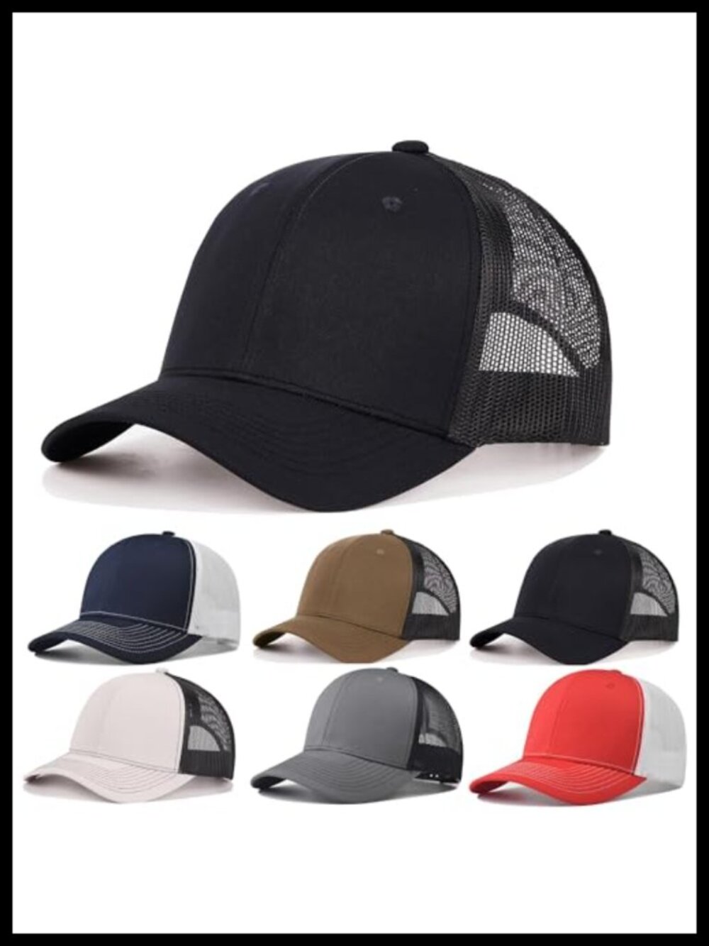 Unisex Vintage Washed Cotton Baseball Cap 6-Pack Adjustable Dad Hat Unstructured